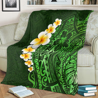 Green Polynesia Blanket Plumeria Tropical Leaves With Galaxy Polynesian Art LT14 - Polynesian Pride