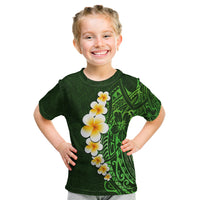 Green Polynesia Kid T Shirt Plumeria Tropical Leaves With Galaxy Polynesian Art LT14 Green - Polynesian Pride