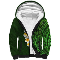 Green Polynesia Sherpa Hoodie Plumeria Tropical Leaves With Galaxy Polynesian Art LT14 Unisex Green - Polynesian Pride