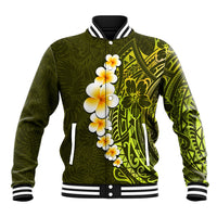 Lime Green Tropical Plumeria With Galaxy Polynesian Art Baseball Jacket LT14 Unisex Lime Green - Polynesian Pride