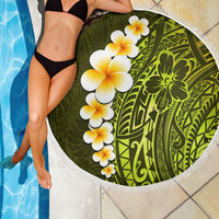 Lime Green Tropical Plumeria With Galaxy Polynesian Art Beach Blanket LT14 - Polynesian Pride