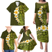 Lime Green Tropical Plumeria With Galaxy Polynesian Art Family Matching Puletasi Dress and Hawaiian Shirt LT14 - Polynesian Pride