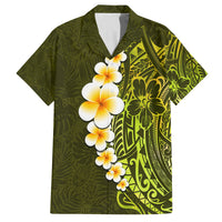 Lime Green Tropical Plumeria With Galaxy Polynesian Art Family Matching Tank Maxi Dress and Hawaiian Shirt LT14 Dad's Shirt - Short Sleeve Lime Green - Polynesian Pride