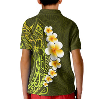 Lime Green Tropical Plumeria With Galaxy Polynesian Art Kid Polo Shirt LT14 - Polynesian Pride
