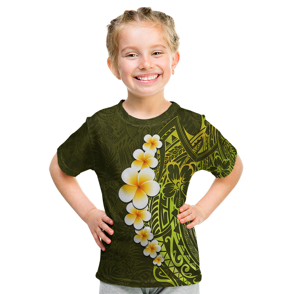 Lime Green Tropical Plumeria With Galaxy Polynesian Art Kid T Shirt LT14 Lime Green - Polynesian Pride