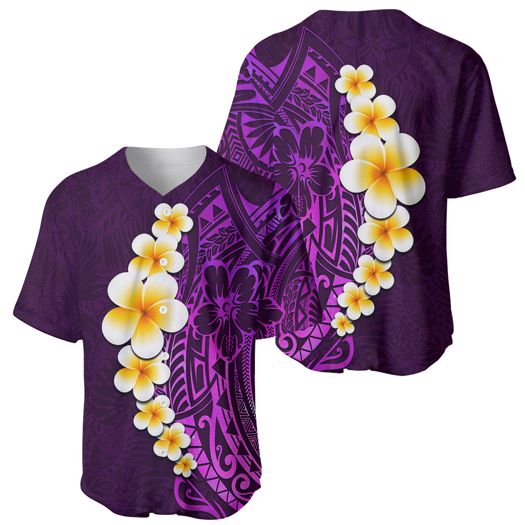 Purple Tropical Plumeria With Galaxy Polynesian Art Baseball Jersey LT14 - Polynesian Pride