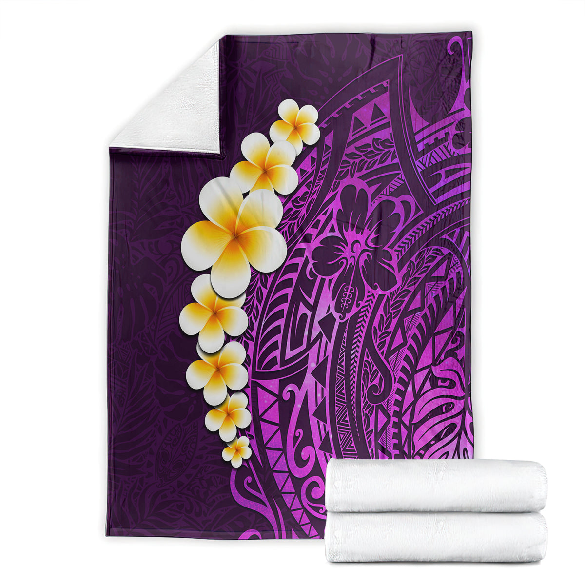 Purple Tropical Plumeria With Galaxy Polynesian Art Blanket LT14 - Polynesian Pride
