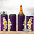 Purple Tropical Plumeria With Galaxy Polynesian Art 4 in 1 Can Cooler Tumbler