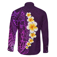 Purple Tropical Plumeria With Galaxy Polynesian Art Family Matching Long Sleeve Bodycon Dress and Hawaiian Shirt LT14 - Polynesian Pride