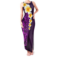 Purple Tropical Plumeria With Galaxy Polynesian Art Family Matching Tank Maxi Dress and Hawaiian Shirt LT14 Mom's Dress Purple - Polynesian Pride