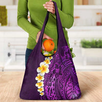 Purple Tropical Plumeria With Galaxy Polynesian Art Grocery Bag
