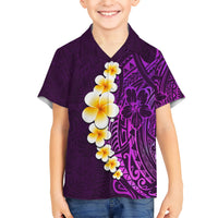 Purple Tropical Plumeria With Galaxy Polynesian Art Kid Hawaiian Shirt LT14 Kid Purple - Polynesian Pride