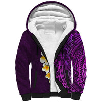 Purple Tropical Plumeria With Galaxy Polynesian Art Sherpa Hoodie LT14 Unisex Purple - Polynesian Pride