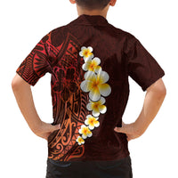 Red Tropical Plumeria With Galaxy Polynesian Art Kid Hawaiian Shirt LT14 - Polynesian Pride