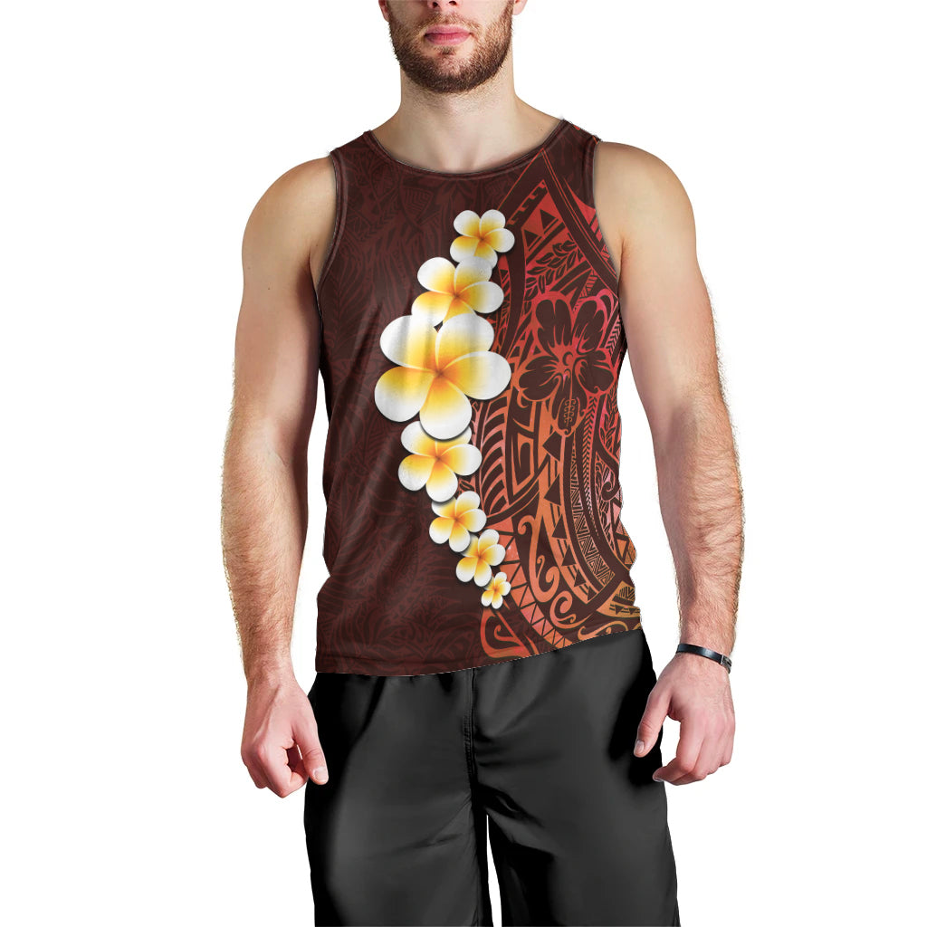 Red Tropical Plumeria With Galaxy Polynesian Art Men Tank Top LT14 - Polynesian Pride