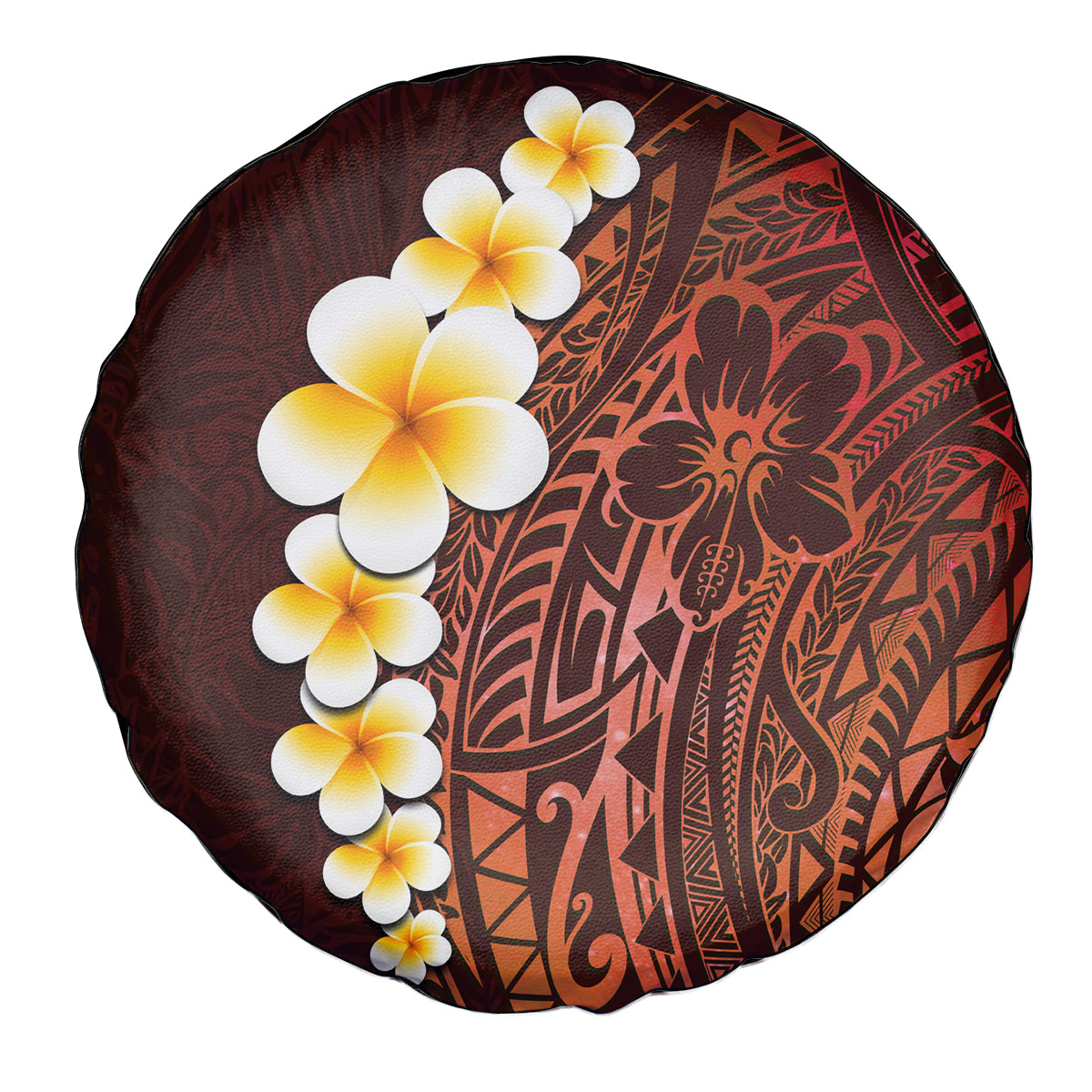 Red Tropical Plumeria With Galaxy Polynesian Art Spare Tire Cover LT14 - Polynesian Pride