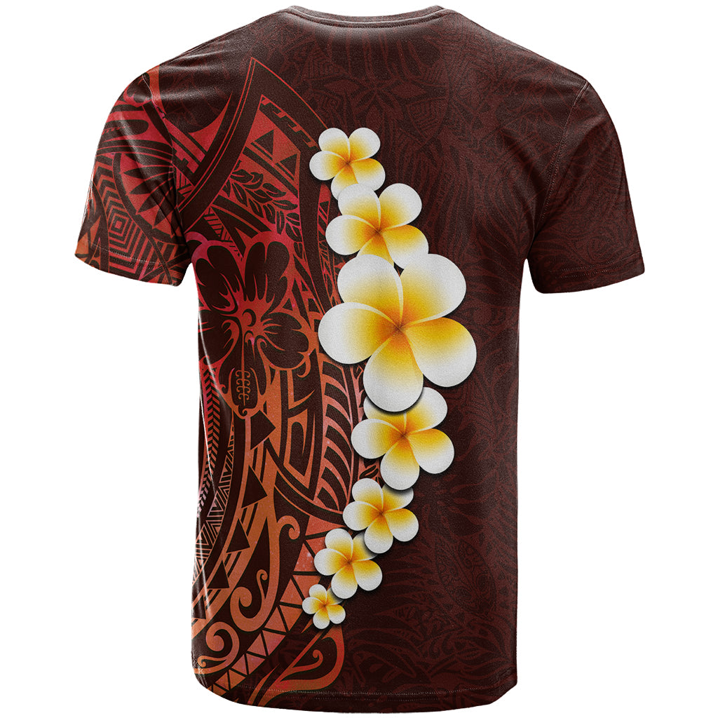 Red Tropical Plumeria With Galaxy Polynesian Art T Shirt LT14 - Polynesian Pride