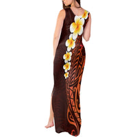 Red Tropical Plumeria With Galaxy Polynesian Art Tank Maxi Dress LT14 - Polynesian Pride