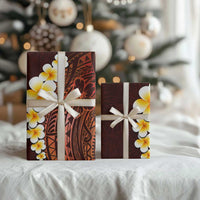 Red Polynesia Wrapping Paper Plumeria Tropical Leaves With Galaxy Polynesian Art