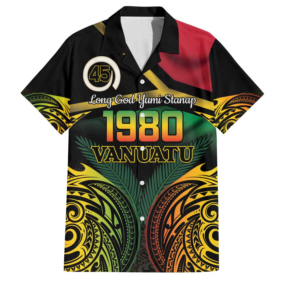 Vanuatu 1980 Family Matching Off The Shoulder Long Sleeve Dress and Hawaiian Shirt Hapi 45 Yia Indipendens Anivesari