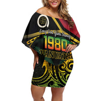 Vanuatu 1980 Family Matching Off Shoulder Short Dress and Hawaiian Shirt Hapi 45 Yia Indipendens Anivesari
