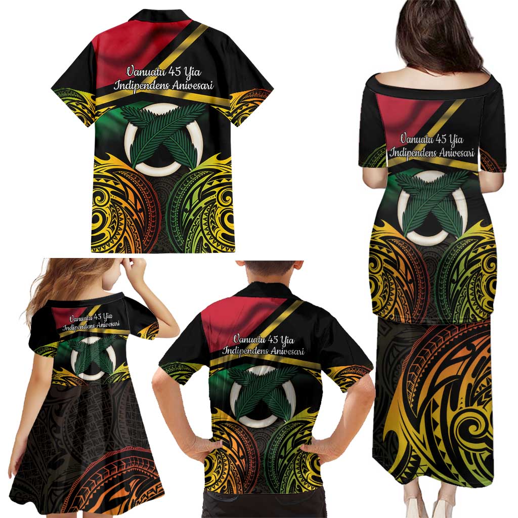 Vanuatu 1980 Family Matching Puletasi and Hawaiian Shirt Hapi 45 Yia Indipendens Anivesari