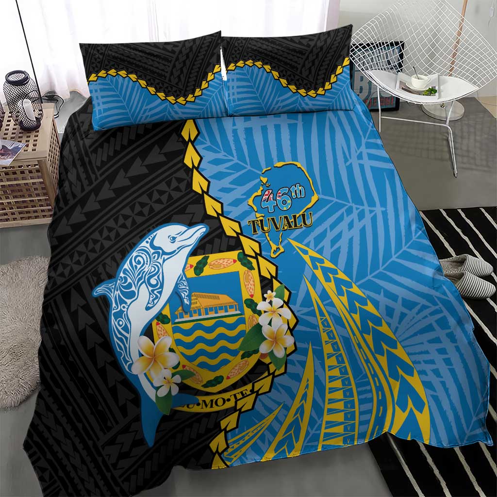 Tuvalu Independence Day Bedding Set Manuia te tutokotasi o Tuvaluan Dolphin Tattoo