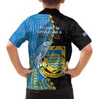 Tuvalu Independence Day Family Matching Off Shoulder Short Dress and Hawaiian Shirt Manuia te tutokotasi o Tuvaluan Dolphin Tattoo LT14 - Polynesian Pride