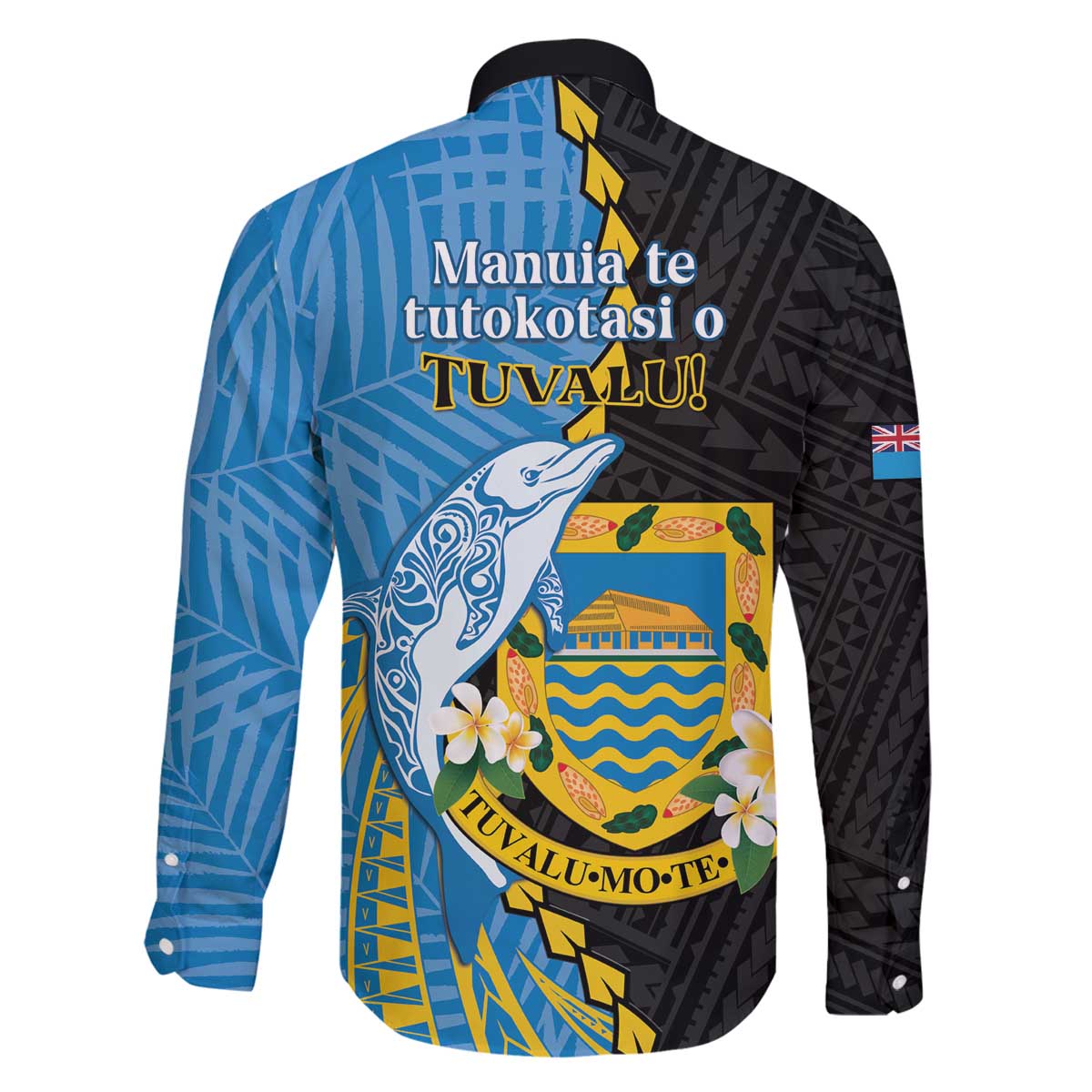 Tuvalu Independence Day Family Matching Off Shoulder Short Dress and Hawaiian Shirt Manuia te tutokotasi o Tuvaluan Dolphin Tattoo LT14 - Polynesian Pride