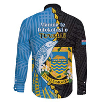 Tuvalu Independence Day Family Matching Off Shoulder Short Dress and Hawaiian Shirt Manuia te tutokotasi o Tuvaluan Dolphin Tattoo LT14 - Polynesian Pride
