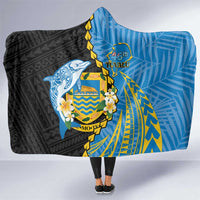 Tuvalu Independence Day Hooded Blanket Manuia te tutokotasi o Tuvaluan Dolphin Tattoo LT14 One Size Blue - Polynesian Pride