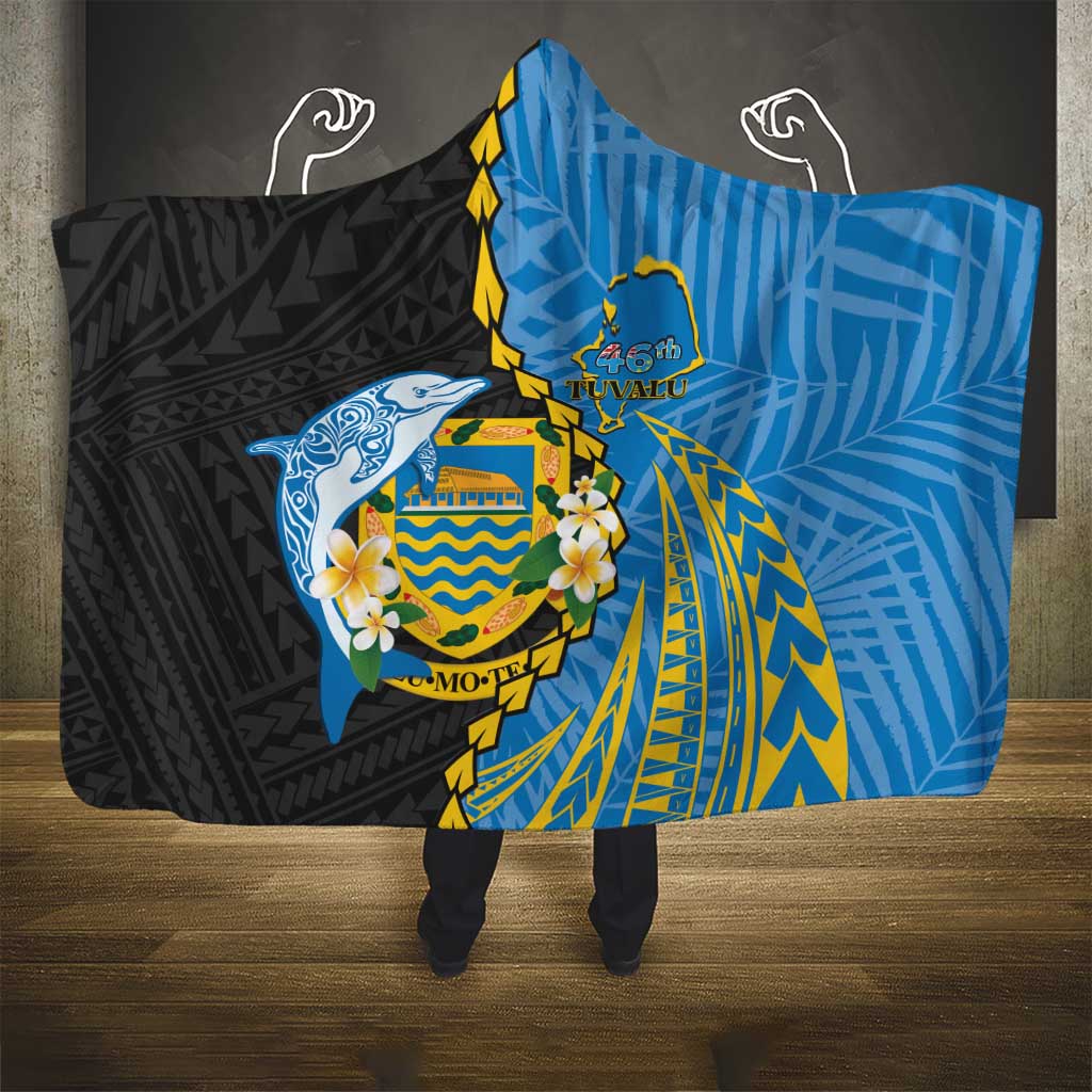Tuvalu Independence Day Hooded Blanket Manuia te tutokotasi o Tuvaluan Dolphin Tattoo LT14 - Polynesian Pride