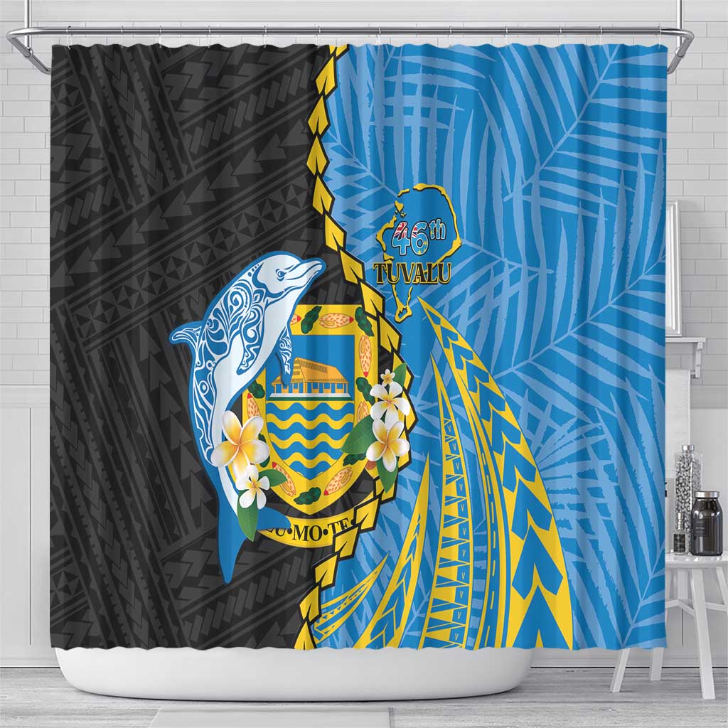 Tuvalu Independence Day Shower Curtain Manuia te tutokotasi o Tuvaluan Dolphin Tattoo LT14 - Polynesian Pride
