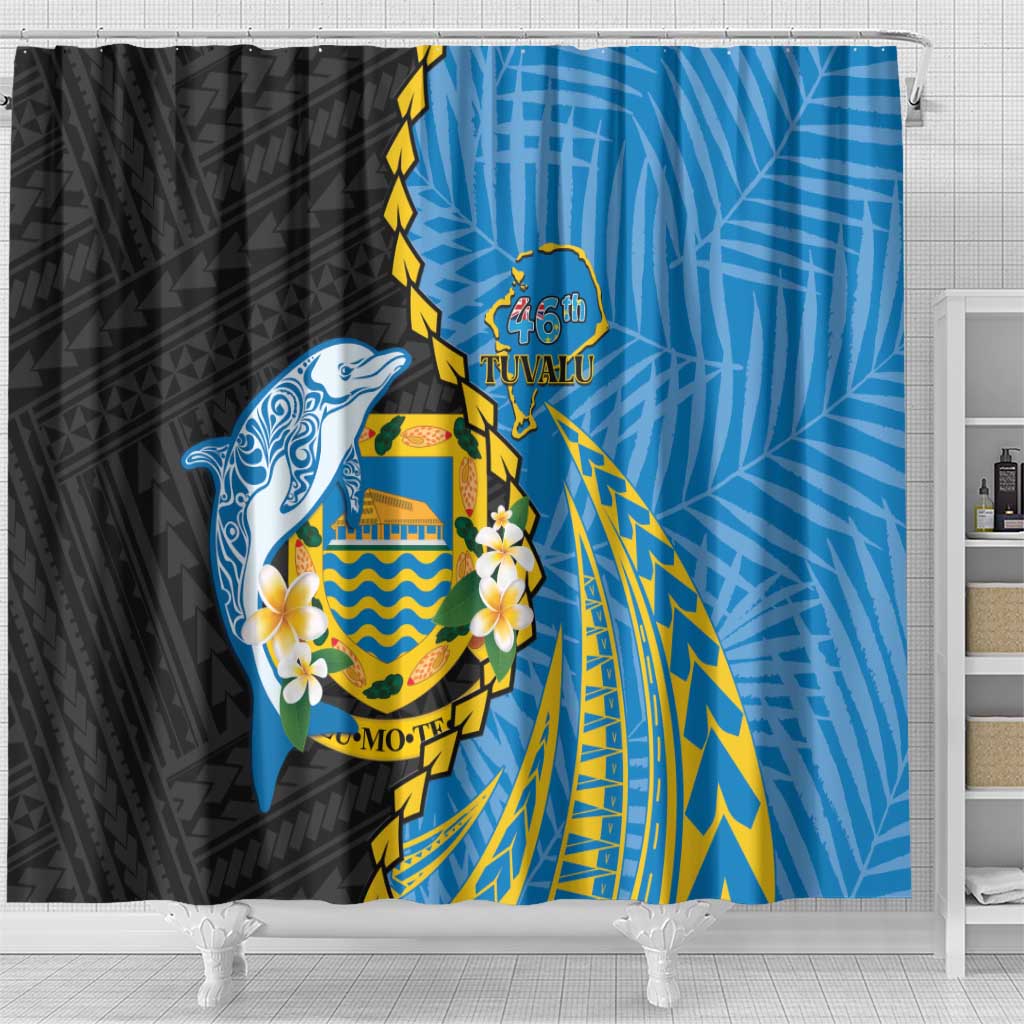 Tuvalu Independence Day Shower Curtain Manuia te tutokotasi o Tuvaluan Dolphin Tattoo LT14 - Polynesian Pride