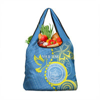Personalised Palau Independence Day Grocery Bag Belau Coat Of Arms Polynesian Curve Style LT14 1-pack One Size Blue - Polynesian Pride