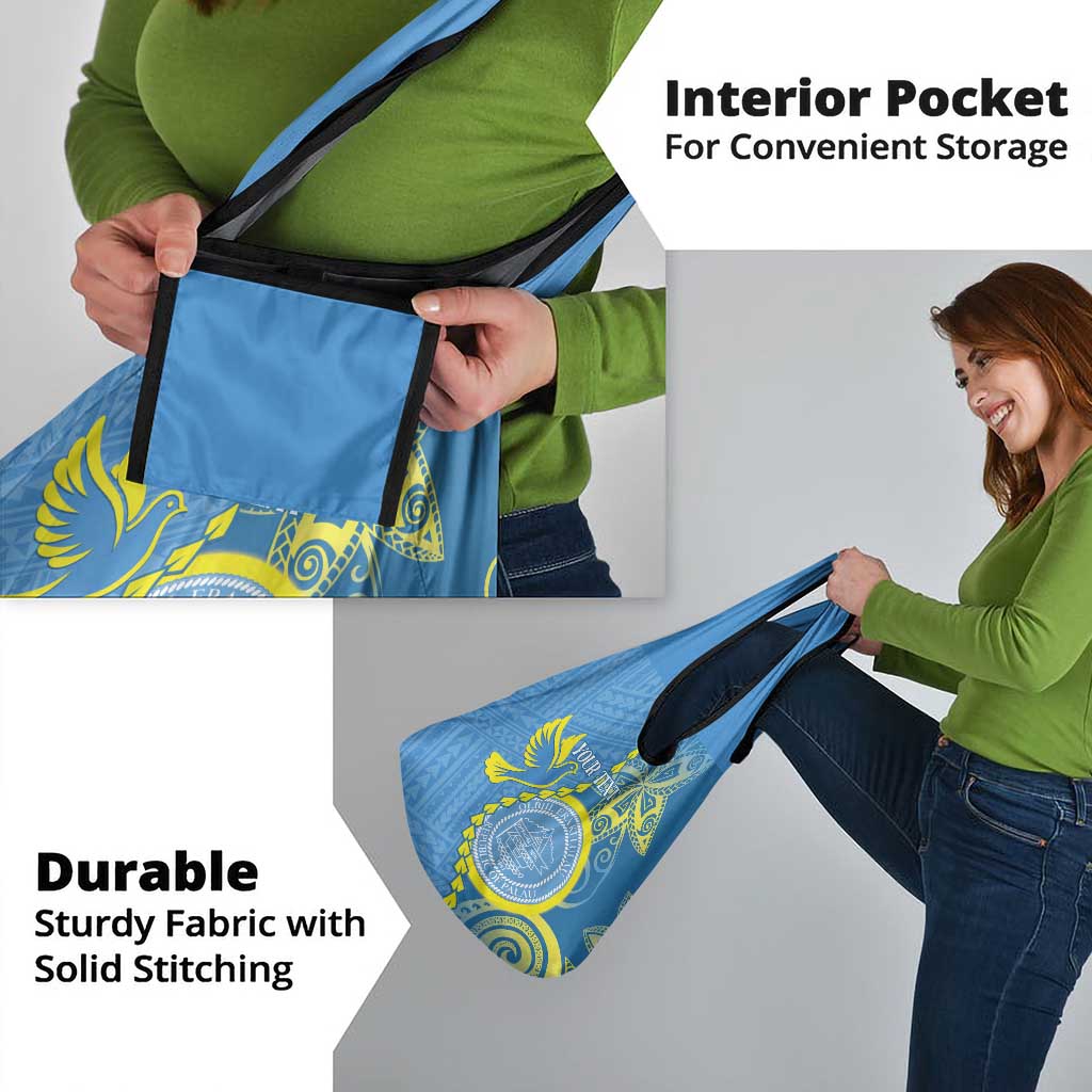 Personalised Palau Independence Day Grocery Bag Belau Coat Of Arms Polynesian Curve Style LT14 - Polynesian Pride