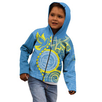Personalised Palau Independence Day Kid Hoodie Belau Coat Of Arms Polynesian Curve Style