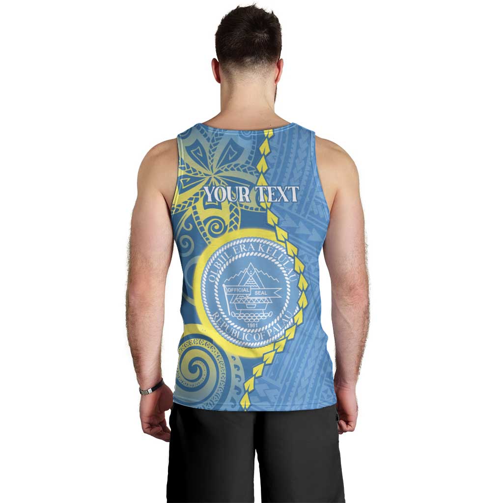 Personalised Palau Independence Day Men Tank Top Belau Coat Of Arms Polynesian Curve Style