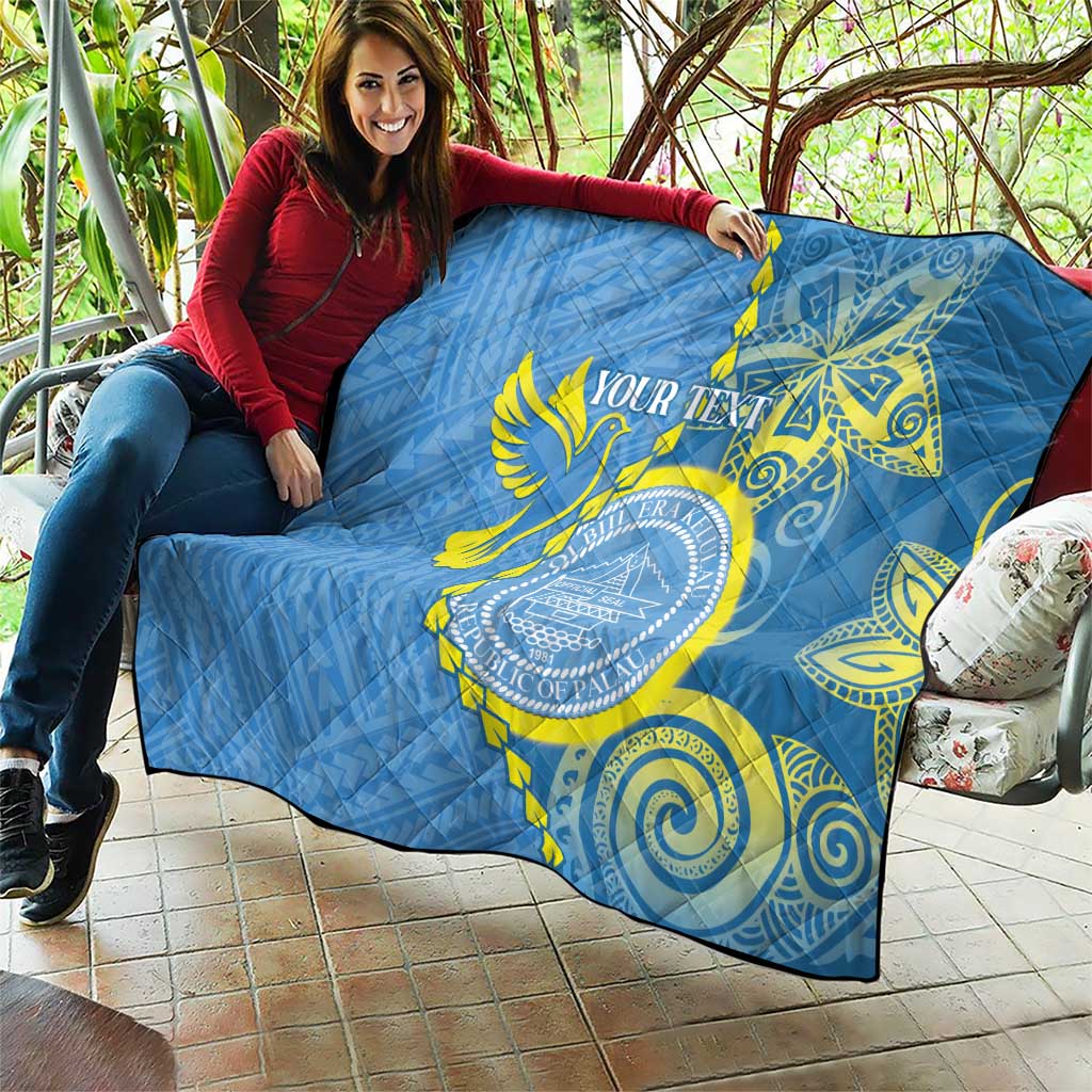 Personalised Palau Independence Day Quilt Belau Coat Of Arms Polynesian Curve Style
