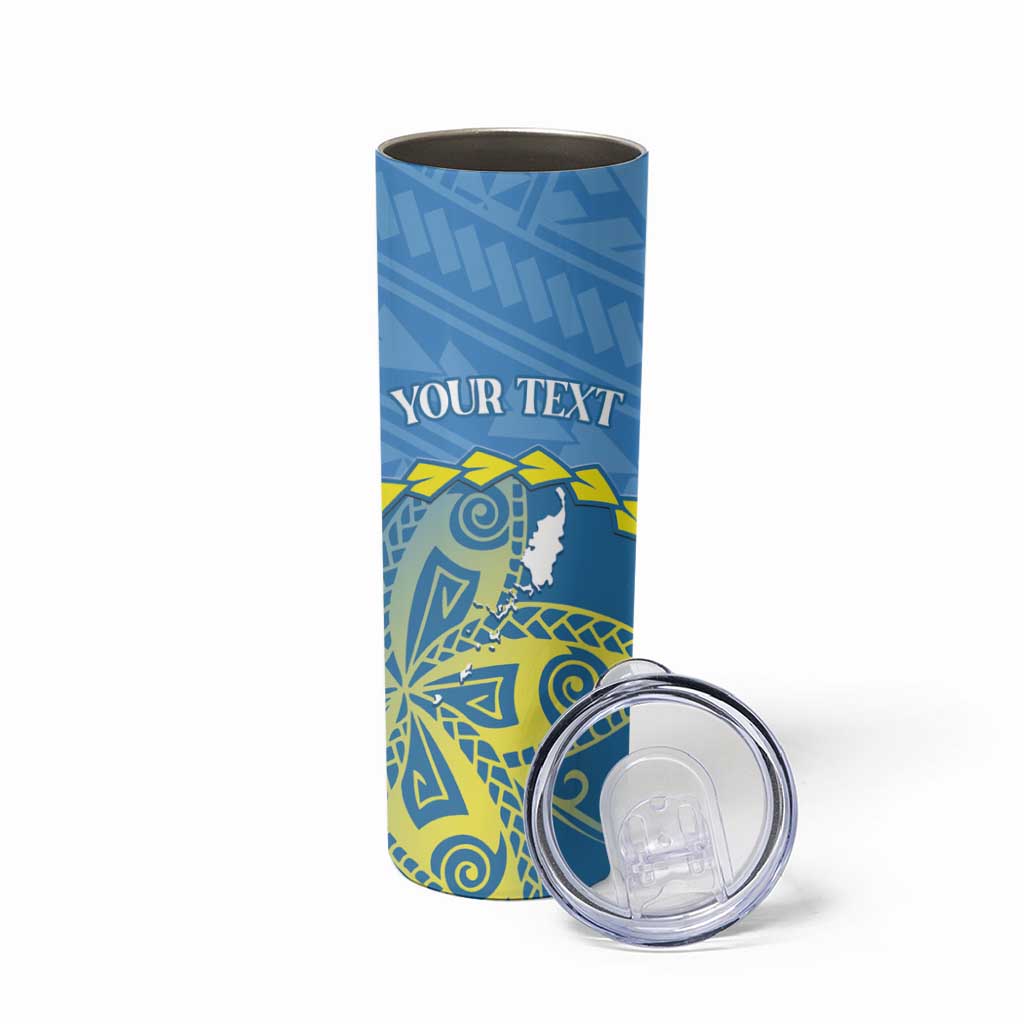 Personalised Palau Independence Day Skinny Tumbler Belau Coat Of Arms Polynesian Curve Style