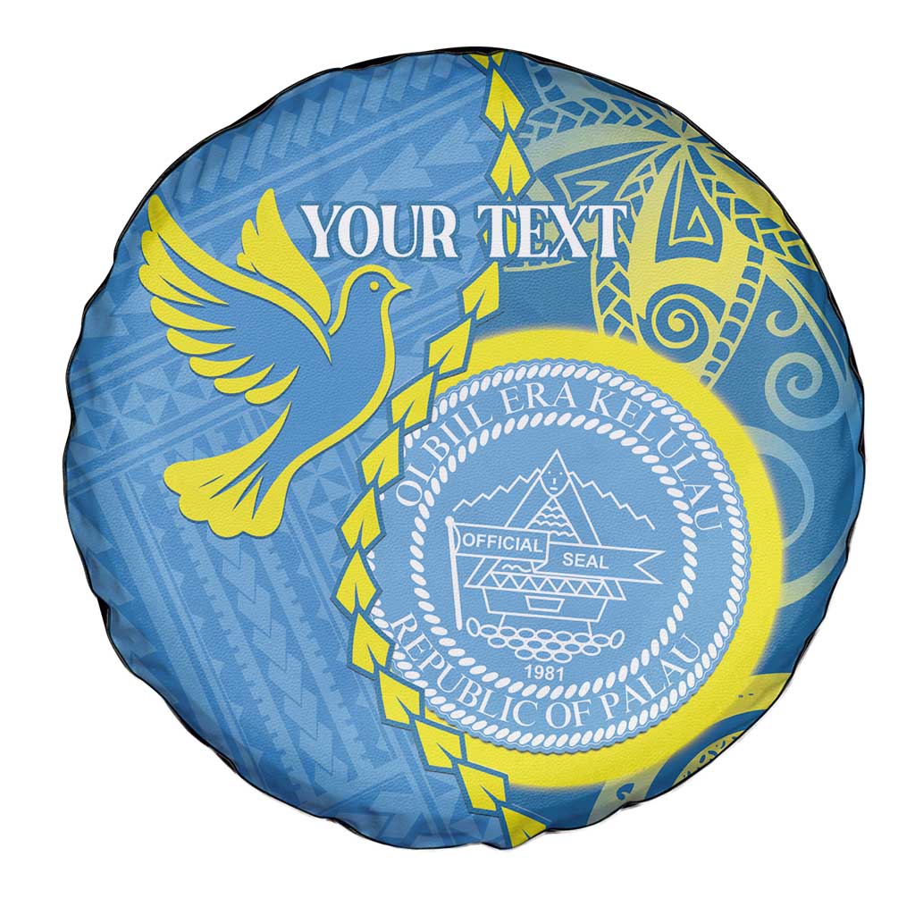 Personalised Palau Independence Day Spare Tire Cover Belau Coat Of Arms Polynesian Curve Style