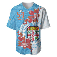 Personalised Fiji Day Baseball Jersey Fijian Tapa Pattern Mix Tagimoucia - Blue Version LT14 Blue - Polynesian Pride