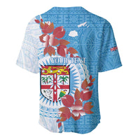 Personalised Fiji Day Baseball Jersey Fijian Tapa Pattern Mix Tagimoucia - Blue Version LT14 - Polynesian Pride