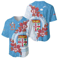 Personalised Fiji Day Baseball Jersey Fijian Tapa Pattern Mix Tagimoucia - Blue Version LT14 - Polynesian Pride