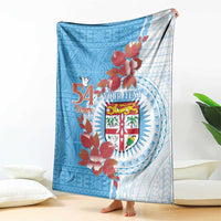 Personalised Fiji Day Blanket Fijian Tapa Pattern Mix Tagimoucia - Blue Version LT14 - Polynesian Pride