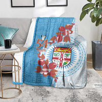Personalised Fiji Day Blanket Fijian Tapa Pattern Mix Tagimoucia - Blue Version LT14 - Polynesian Pride
