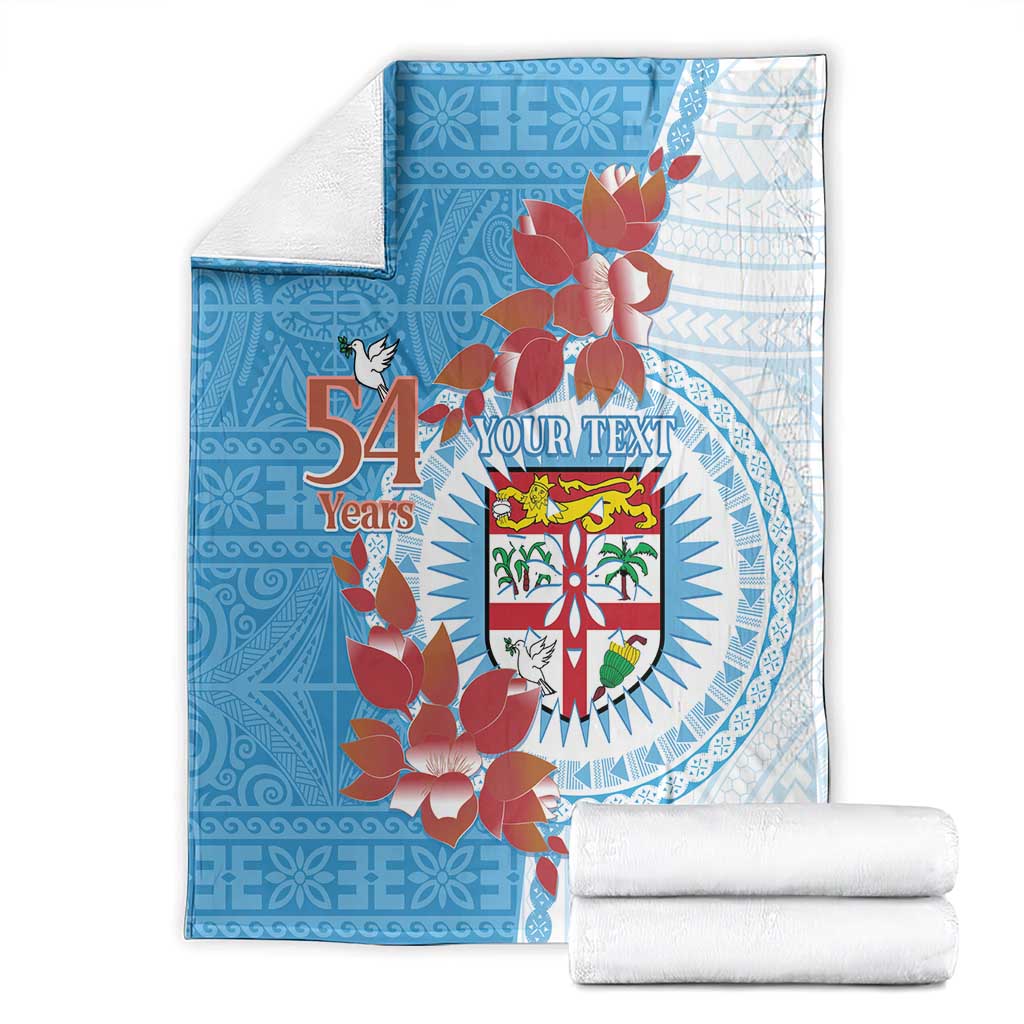 Personalised Fiji Day Blanket Fijian Tapa Pattern Mix Tagimoucia - Blue Version LT14 - Polynesian Pride
