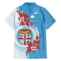 Personalised Fiji Day Hawaiian Shirt Fijian Tapa Pattern Mix Tagimoucia - Blue Version