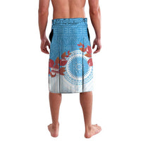 Personalised Fiji Day Lavalava Fijian Tapa Pattern Mix Tagimoucia - Blue Version