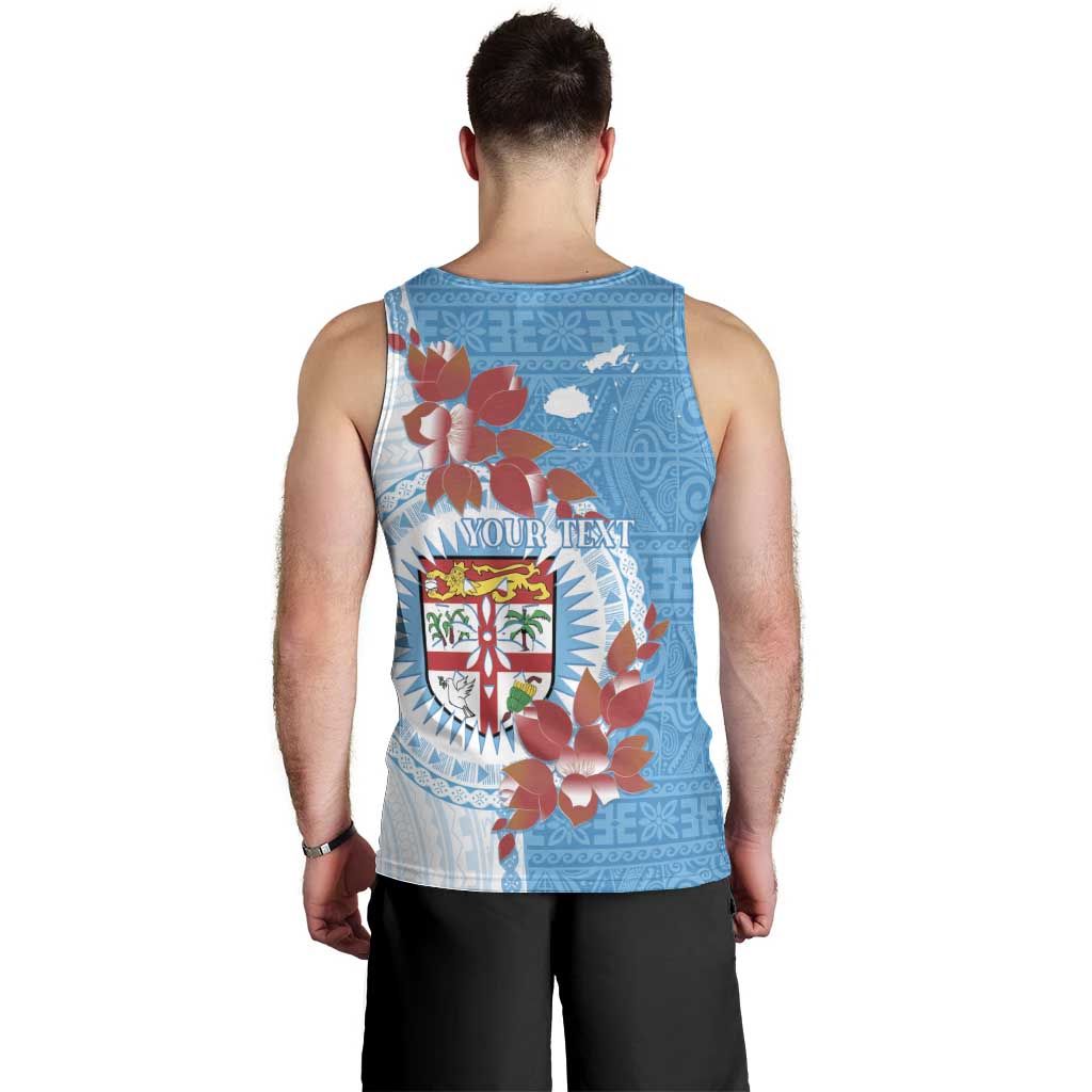 Personalised Fiji Day Men Tank Top Fijian Tapa Pattern Mix Tagimoucia - Blue Version